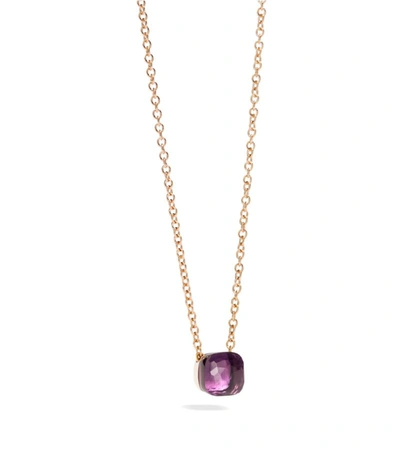 Shop Pomellato Rose Gold Nudo Pendant Necklace In Purple