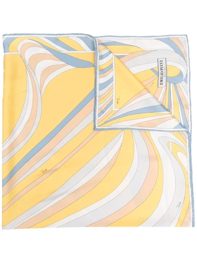 Shop Emilio Pucci Vortici-print Silk Scarf In Yellow