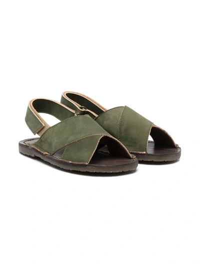 Shop Pèpè California Crossover Sandals In Green