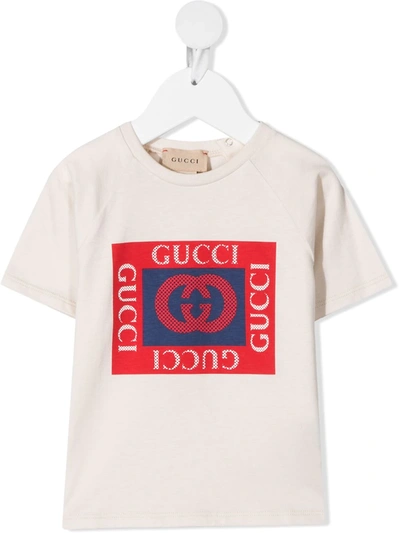 Shop Gucci Logo-print T-shirt In Neutrals