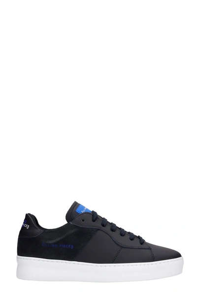 Shop Filling Pieces Low Plain Court Sneakers In Black Suede And Leather