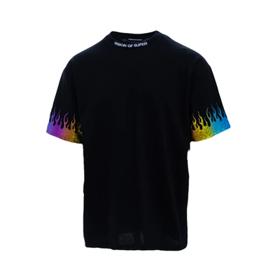 Shop Vision Of Super Cotton T-shirt In Black - Flame