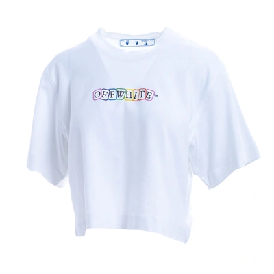 Shop Off-white T-shirt In White - Rainbow
