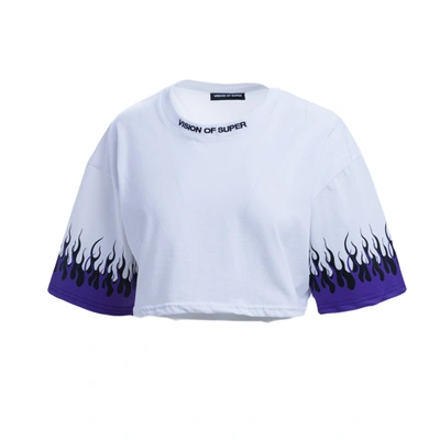 Shop Vision Of Super Cotton T-shirt In White - Flame