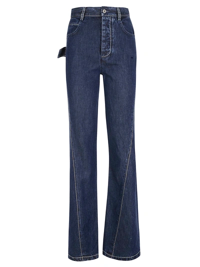 Shop Bottega Veneta Fluid Denim Jeans In Medium Blue