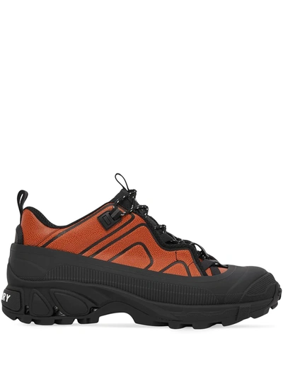 Shop Burberry Arthur Lace-up Sneakers In Orange