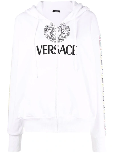 Shop Versace Greca & Medusa Hoodie In Weiss