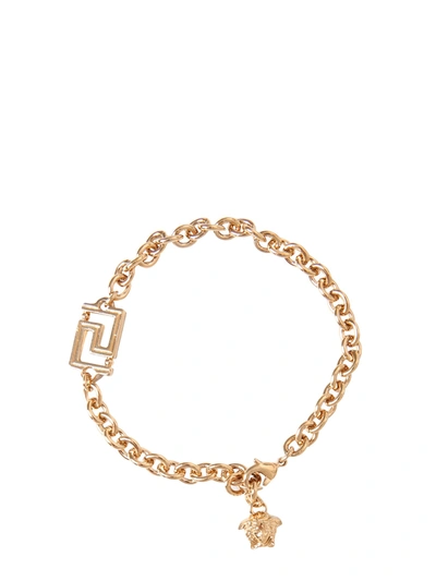 Shop Versace Bracelet With Greek In Gold
