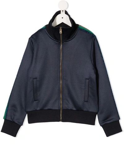 Shop Zadig & Voltaire Logo Zipped Bomber Jacket In 蓝色