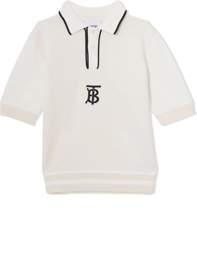 Shop Burberry Monogram-motif Knitted Polo Shirt In White