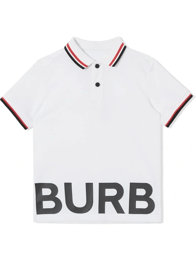 Shop Burberry Logo-print Polo Shirt In White