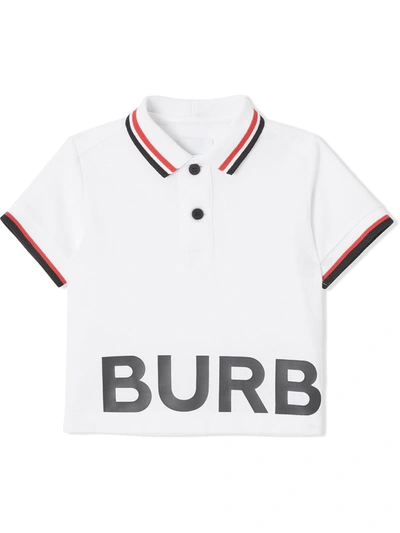 Shop Burberry Logo-print Short-sleeve Polo Shirt In White