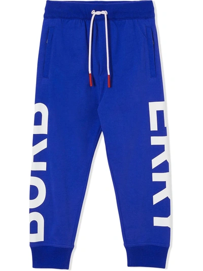 Shop Burberry Logo-print Track Pants In Blue