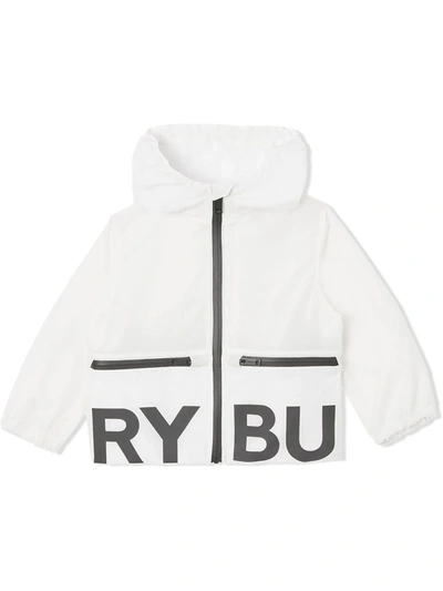 Shop Burberry Logo-print Hooded Jacket In White