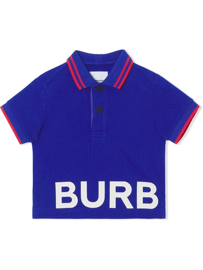 Shop Burberry Logo-print Short-sleeve Polo Shirt In Blue