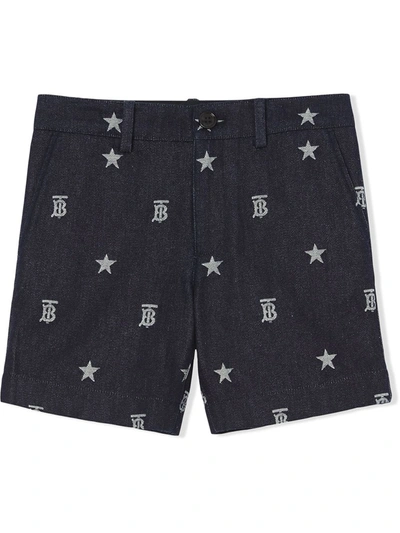 Shop Burberry Monogram-print Tailored Shorts In Blue