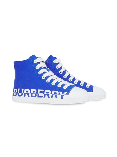 Shop Burberry Logo-print High-top Trainers In Blue