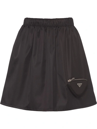 Shop Prada Logo-plaque High-waisted Skirt In Black