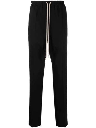 Shop Rick Owens Drawstring Drop-crotch Slim Trousers In Black