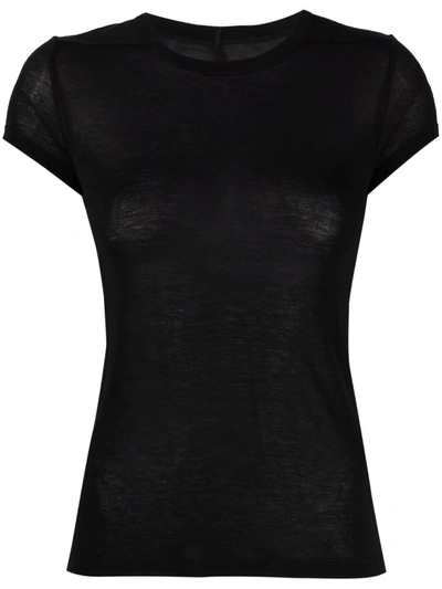 Shop Rick Owens Cropped Fitted T-shirt In Black
