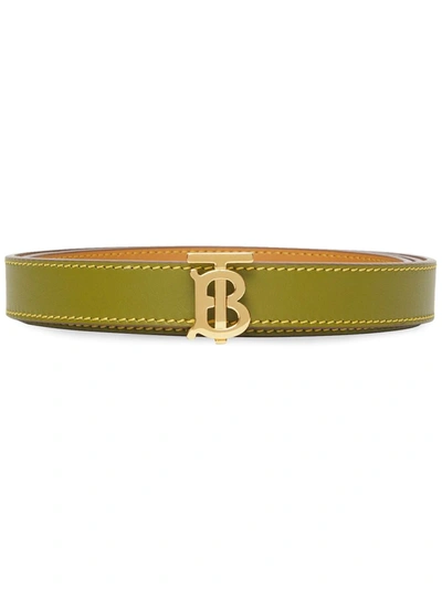 Burberry Tb Monogram Buckle Reversible Leather Belt In Juniper Green/maple  Brown | ModeSens