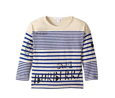 Shop Burberry Boys Mini Sw1 Striped Cotton Shirt