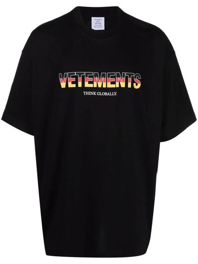 Shop Vetements Logo-print Cotton T-shirt In Schwarz