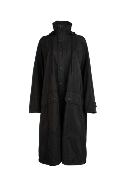 Shop Balenciaga Opera Hooded Rain Coat In Black