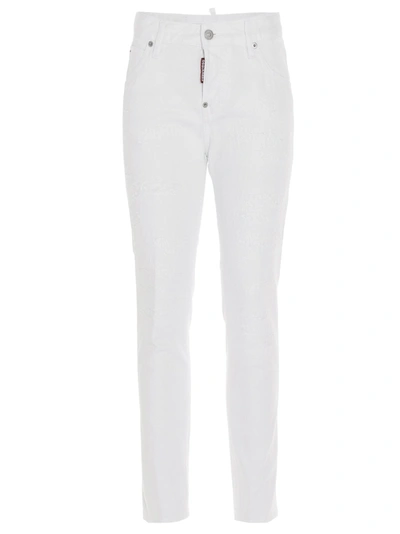 Shop Dsquared2 Distressed Cropped Jeans In White