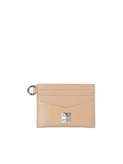 Shop Givenchy 4g Plaque Cardholder In Beige