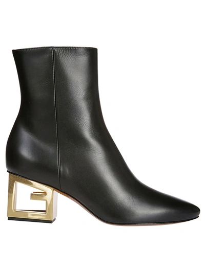 Shop Givenchy Triangle G Pointed Toe Ankle Boots In Black