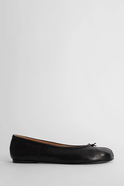 Maison Margiela Black Leather Tabi Ballerinas With Iconic Tabi Split-toe In Black