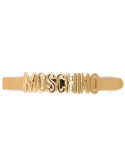 Shop Moschino Gold Tone Logo Hair Clip
