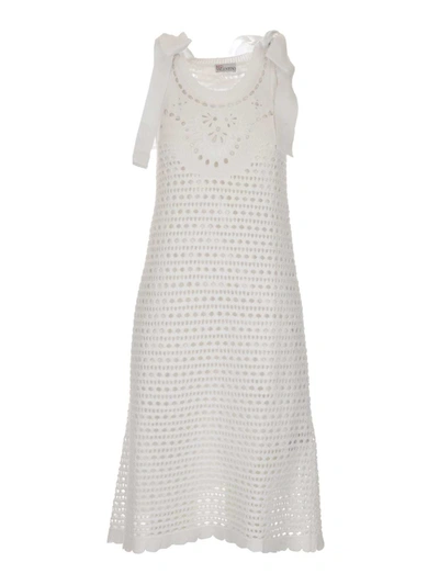 Shop Red Valentino Crochet Midi Dress In White