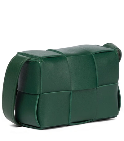 Shop Bottega Veneta Cassette Mini Leather Crossbody Bag In 绿色
