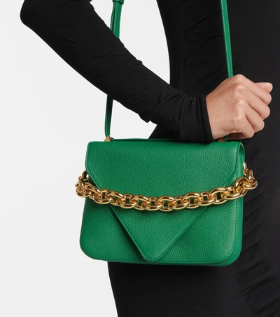 Bottega Veneta Mount Small Textured-leather Shoulder Bag In 绿色 | ModeSens