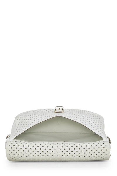 Pre-owned Louis Vuitton White Perforated Leather Saumur 30