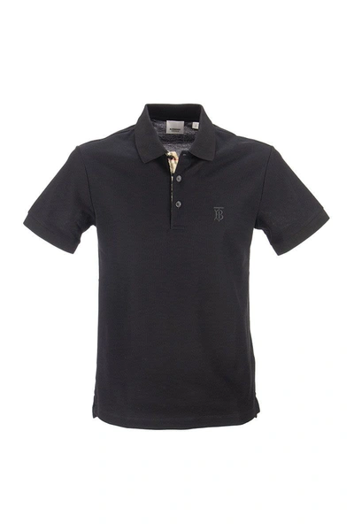 Shop Burberry Eddie - Monogram Motif Cotton Piqué Polo Shirt In Black