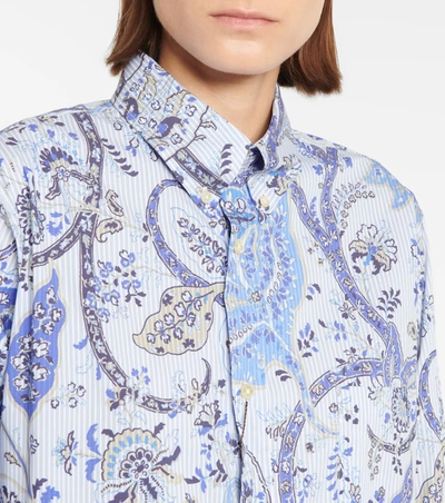 Shop Etro Floral Cotton-blend Shirt In 蓝色