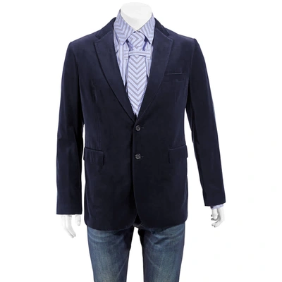 Shop Burberry Navy Soho Fit Velvet Tailored Blazer Jacket