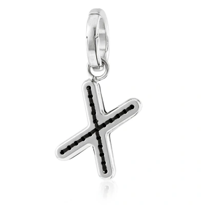 Burberry Leather-topstitched 'x' Alphabet Charm In Palladium/back In Palladium/back