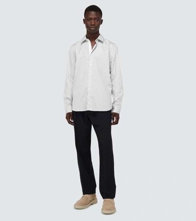 Orlebar Brown Navy And White Tailored-fit Giles Linen Shirt In Grey