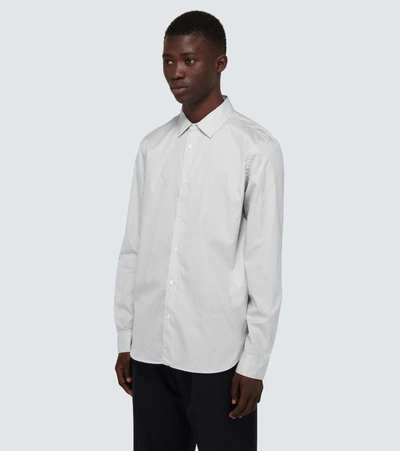 Orlebar Brown Navy And White Tailored-fit Giles Linen Shirt In Grey