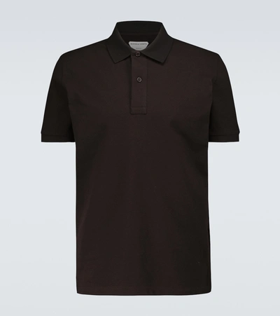 Shop Bottega Veneta Short-sleeved Cotton Piqué Polo In Brown