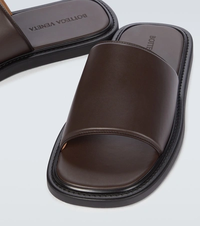 Shop Bottega Veneta Band Leather Sandals In Brown