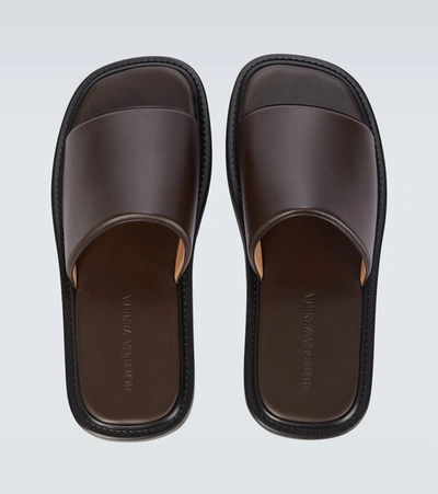 Shop Bottega Veneta Band Leather Sandals In Brown