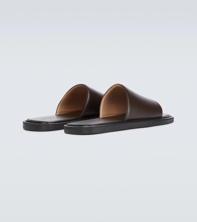 Shop Bottega Veneta Band Leather Sandals In Brown