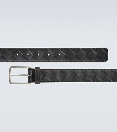 Shop Bottega Veneta Intrecciato Leather Belt In Black