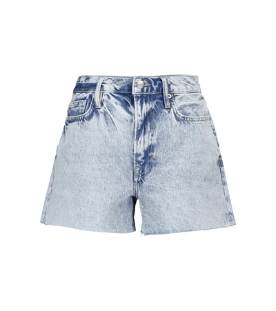 Shop Frame Le Simone High-rise Denim Shorts In Blue