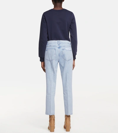 Shop Frame Le High Straight Cropped Jeans In Blue